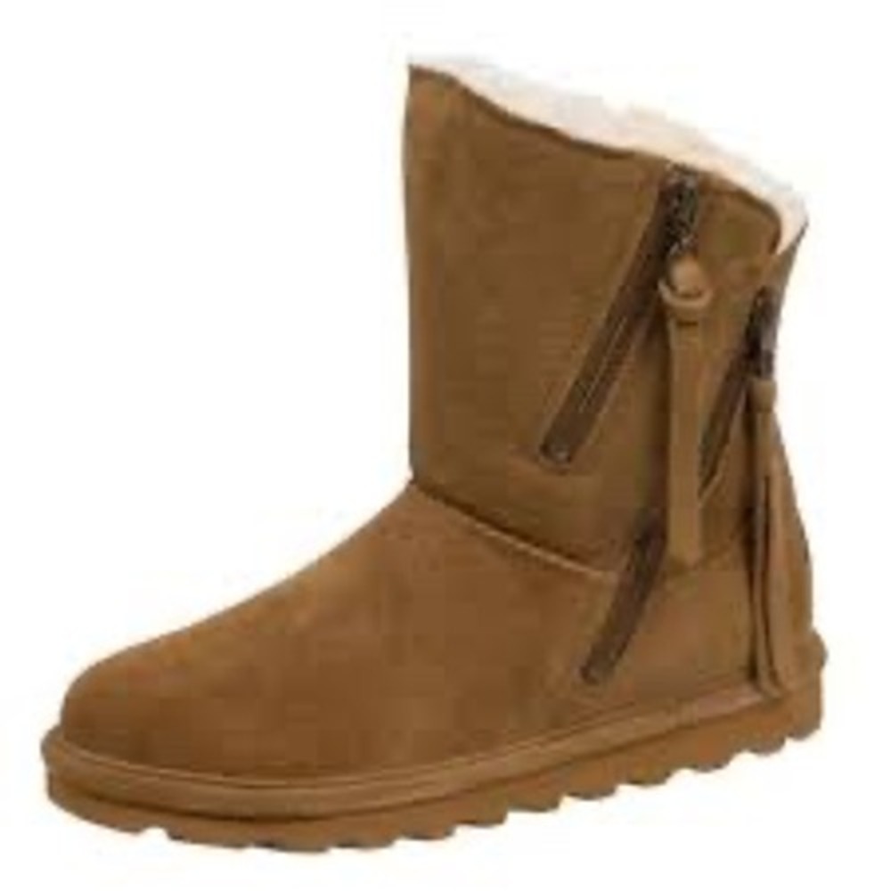 Bear Paw mimi ankle suede & shearling boots zipper closure women's size 6